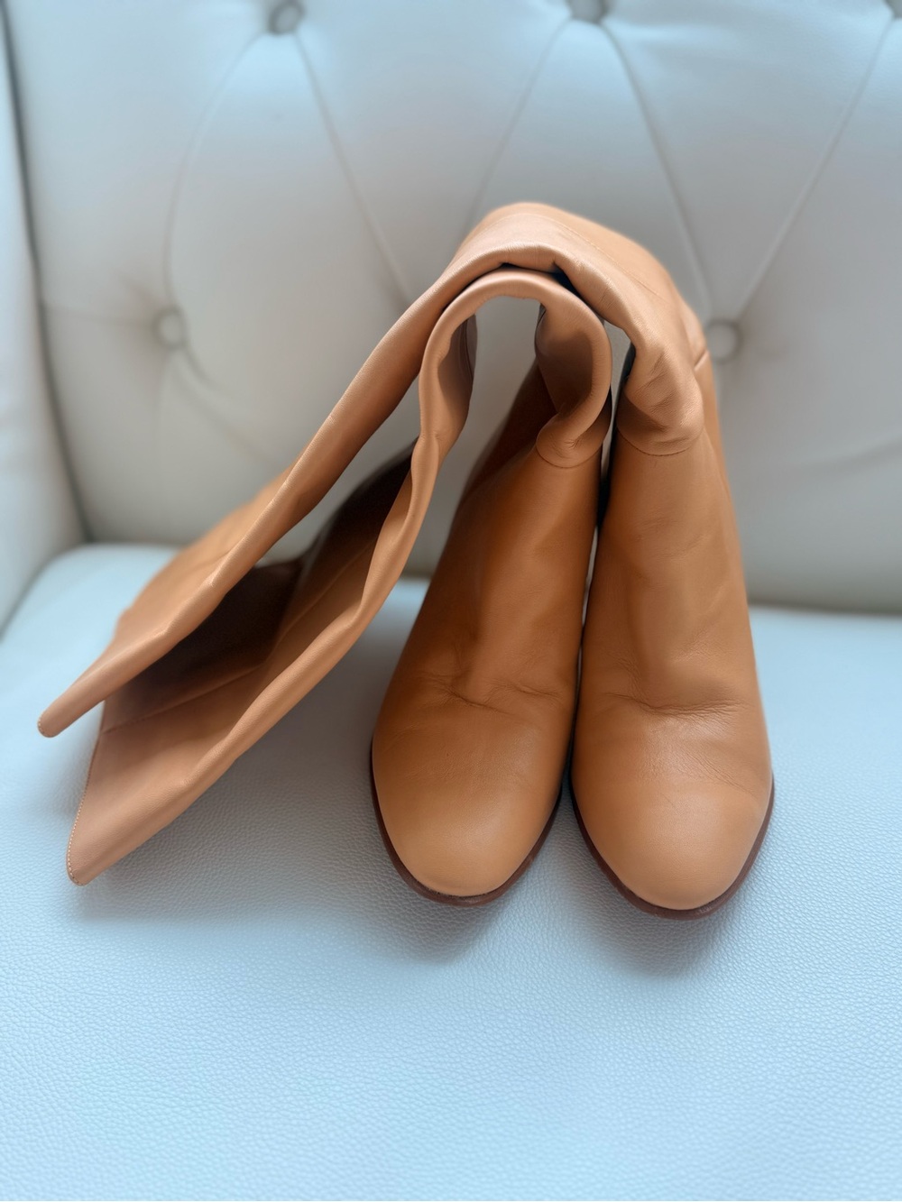 Classic Women's Tall Tan 100% Leather Heeled Boots - Picture 5 of 8